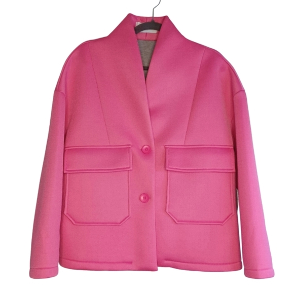 Margot Paris Hot Pink Sz M Button Down Front Jacket - Picture 3 of 12